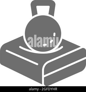 Mattress with hard materials for obesity people, orthopedic mattress grey icon. Stock Vector