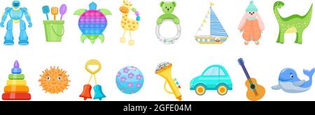 Set of children's toys. Vector isolated illustration. Cartoon collection of elements. Stock Vector