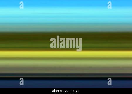 Motion blur shot with gradient of blue, dark green, yellow, and navy blue Stock Photo
