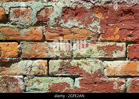 Downtown old red brick wall background Stock Photo