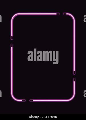 Neon pink light vector illustration. Neon border or frame. Lights sign. Vector abstract neon background for signboard or billboard. Geometric glow out Stock Vector