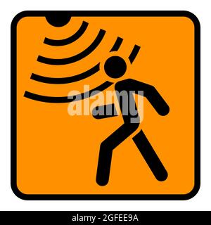 Motion detector solid icon, security and guard, vector graphics, a glyph pattern on a black background Stock Vector