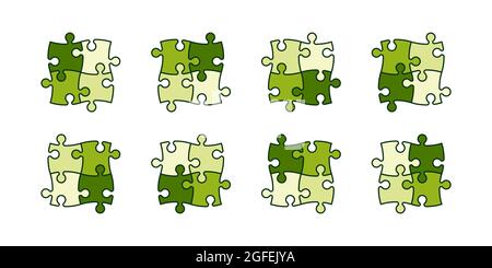 Set of puzzle pieces of different colors Stock Vector