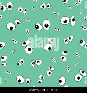 Google eyes in pastel mint green seamless vector repeat Stock Vector