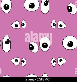 Google eyes in pastel purple pink seamless vector repeat Stock Vector