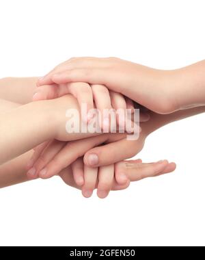 Kids hands isolated on white