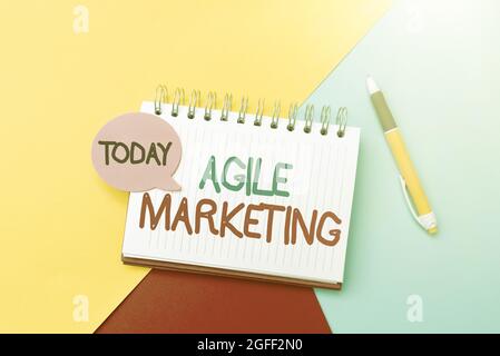 Inspiration showing sign Agile Marketing. Business overview focusing team efforts that deliver value to the endcustomer Colorful Perpective Positive Stock Photo