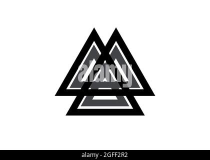 Interwoven triangles, valknut, sacred geometry. Flat icon. Logo, tattoo, occult amulet. Esoteric symbol vector illustration isolated on white Stock Vector