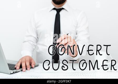 Conceptual display Convert Customer. Word Written on the percentage of visitors who take the desired action Remote Office Work Online Presenting Stock Photo