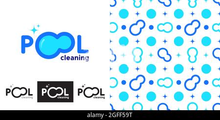 Abstract logo cleaning swimming pool. Seamless background for textile print or packaging Stock Vector