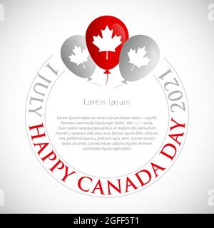 Poster with test space for Canada Day. balloons with a print of a maple leaf on a gray background Stock Vector