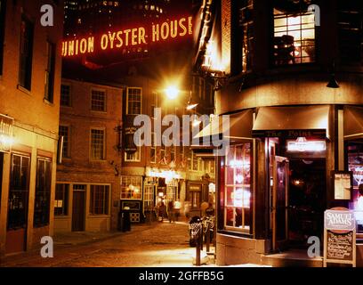 Boston night street scene Stock Photo