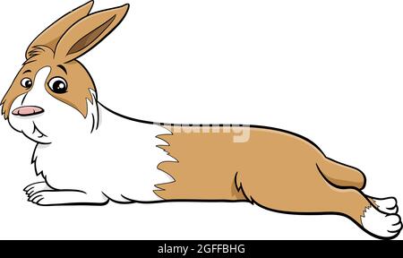 Cartoon illustration of cute lying dwarf rabbit comic animal character Stock Vector