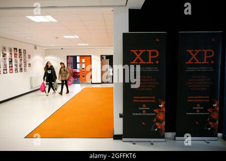 XP School , Doncaster, UK. XP school is a free school which bases its learning through 'high Tech High and 'Expeditionary Learning.' Stock Photo