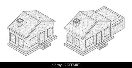 isometric house drawing