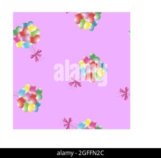Seamless pattern with balloons. Pink background, Vector Stock Vector