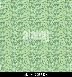 green leaves and seeds seamless vector pattern Stock Vector