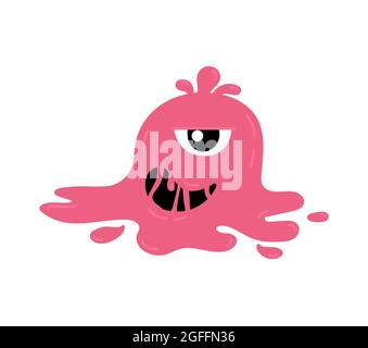 Cartoon slime monster on white background.  Stock Vector