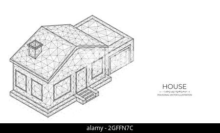 Polygonal vector illustration of an isometric house. Real estate concept. Stock Vector