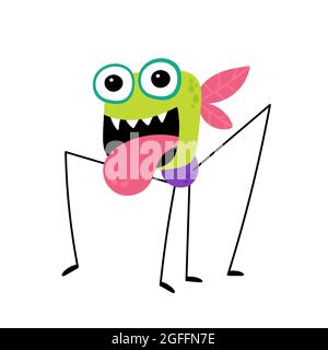 Cartoon funny monster on white background.  Stock Vector
