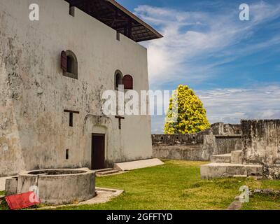 Ambon Island, Indonesia - Feb 2018: Fort Amsterdam (also formerly known as Blokhuis Amsterdam) is a fort and a blockhouse in Hila town, Leihitu Subdis Stock Photo