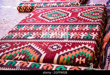 Colorful fabrics at market in Cairo. Egypt Stock Photo