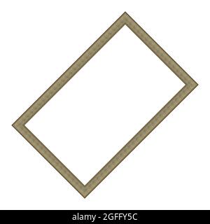 Rectangular empty wooden and silver gilded frame isolated on white background Stock Photo