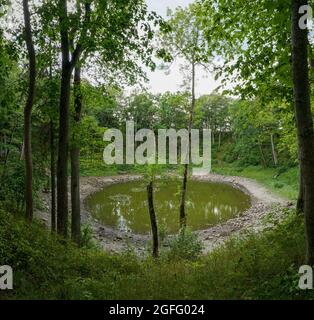 A view of the meteor crater at Kaali Lake on Saaremaa Island in Estonia Stock Photo