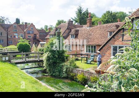 Wooden bridges over River Pang, Bradfield, Berkshire, England, United Kingdom Stock Photo