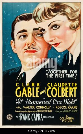 IT HAPPENED ONE NIGHT Poster for 1934 Columbia film with Clark Gable ...