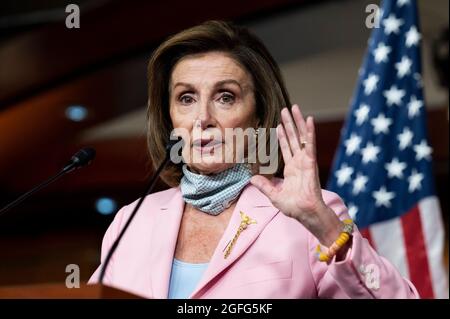 Washington, DC, USA. 25th Aug, 2021. August 25, 2021 - Washington, DC, United States: House Speaker NANCY PELOSI (D-CA) speaking at her weekly press conference. (Credit Image: © Michael Brochstein/ZUMA Press Wire) Stock Photo