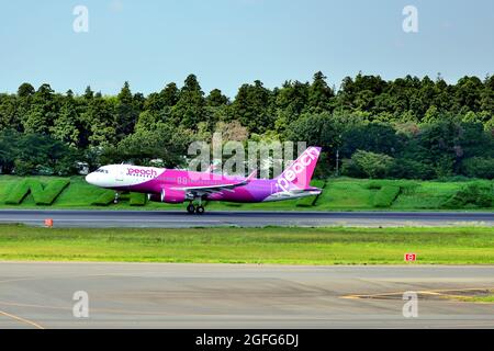 Peach Aviation, Airbus, A320 CEO, WL, JA09VA, Take Off, Tokyo Narita Airport, Chiba, Japan