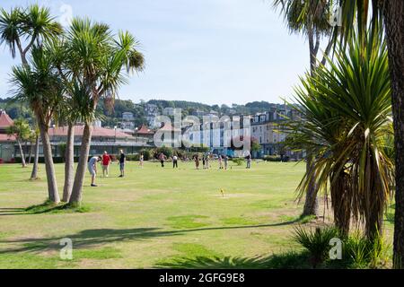 Rothesay putting green on the esplanade, Rothesay, Isle of Bute, Argyll and Bute, Scotland, UK Stock Photo