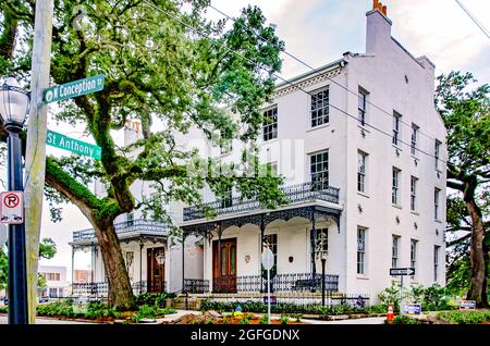 The historic Cornelius Robinson twin houses, built in 1852,  are pictured, Aug. 14, 2021, in Mobile, Alabama. Stock Photo