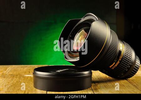 Nikon super zoom lens 14-24mm on studio shot Stock Photo