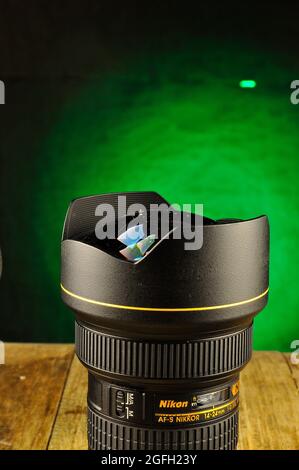 Nikon super zoom lens 14-24mm on studio shot Stock Photo