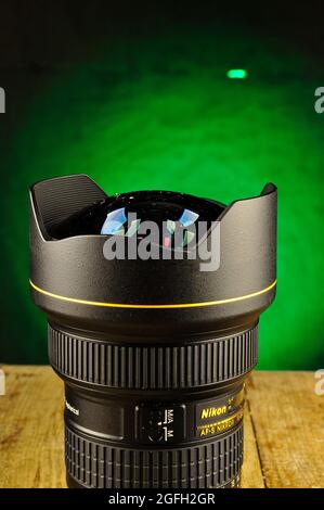 Nikon super zoom lens 14-24mm on studio shot Stock Photo