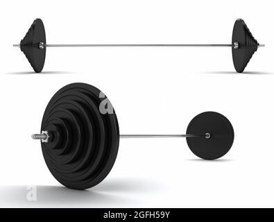 Image of a large heavy metal barbell Stock Photo