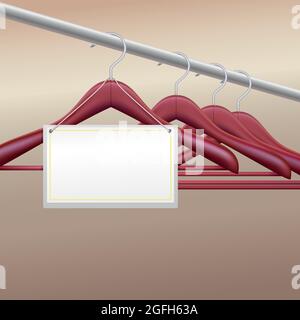 Wooden hangers with label Stock Vector