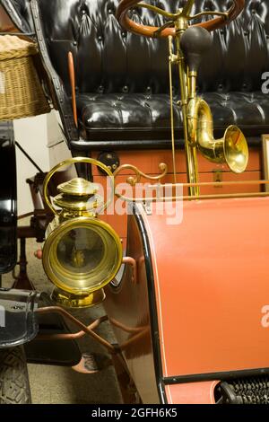 1903 Ford Model A Runabout,  Ford's fist success, painted tan versus factory red.  Montana Auto Museum, Old State Prison, Deer Lodge, MT. Stock Photo