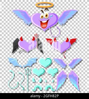 Devil and angel design elements illustration Stock Vector