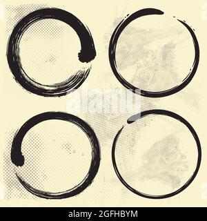 Enso Zen Set on Old Paper Background Stock Vector
