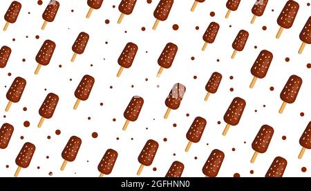 chocolate ice cream pattern on white background Stock Vector