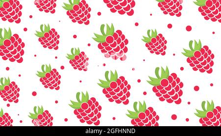raspberry seamless pattern, raspberry background. vector illustration isolated design Stock Vector