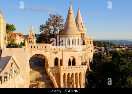 Fisherman’s Bastion soon after sunrise in Budapest, Hungary Stock Photo