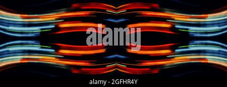 Abstract Rainbow waves light trails on the dark background Stock Photo