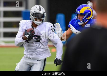 Detailed view of the helmet of Las Vegas Raiders wide receiver Henry Ruggs  III (11) during training camp on Wednesday, Aug 18, 2021, in Thousand Oaks  Stock Photo - Alamy