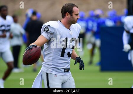 Detailed view of the helmet of Las Vegas Raiders wide receiver Henry Ruggs  III (11) during training camp on Wednesday, Aug 18, 2021, in Thousand Oaks  Stock Photo - Alamy