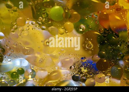 floating in the water abstract colorful oil drops Stock Photo