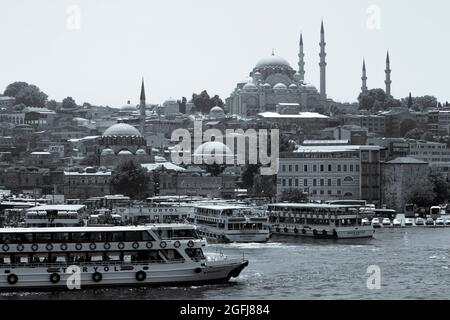Istanbul, Turkey - June 8, 2014: The Suleymaniye Mosque is an Ottoman imperial mosque located on the Third Hill of Istanbul, Turkey. Stock Photo